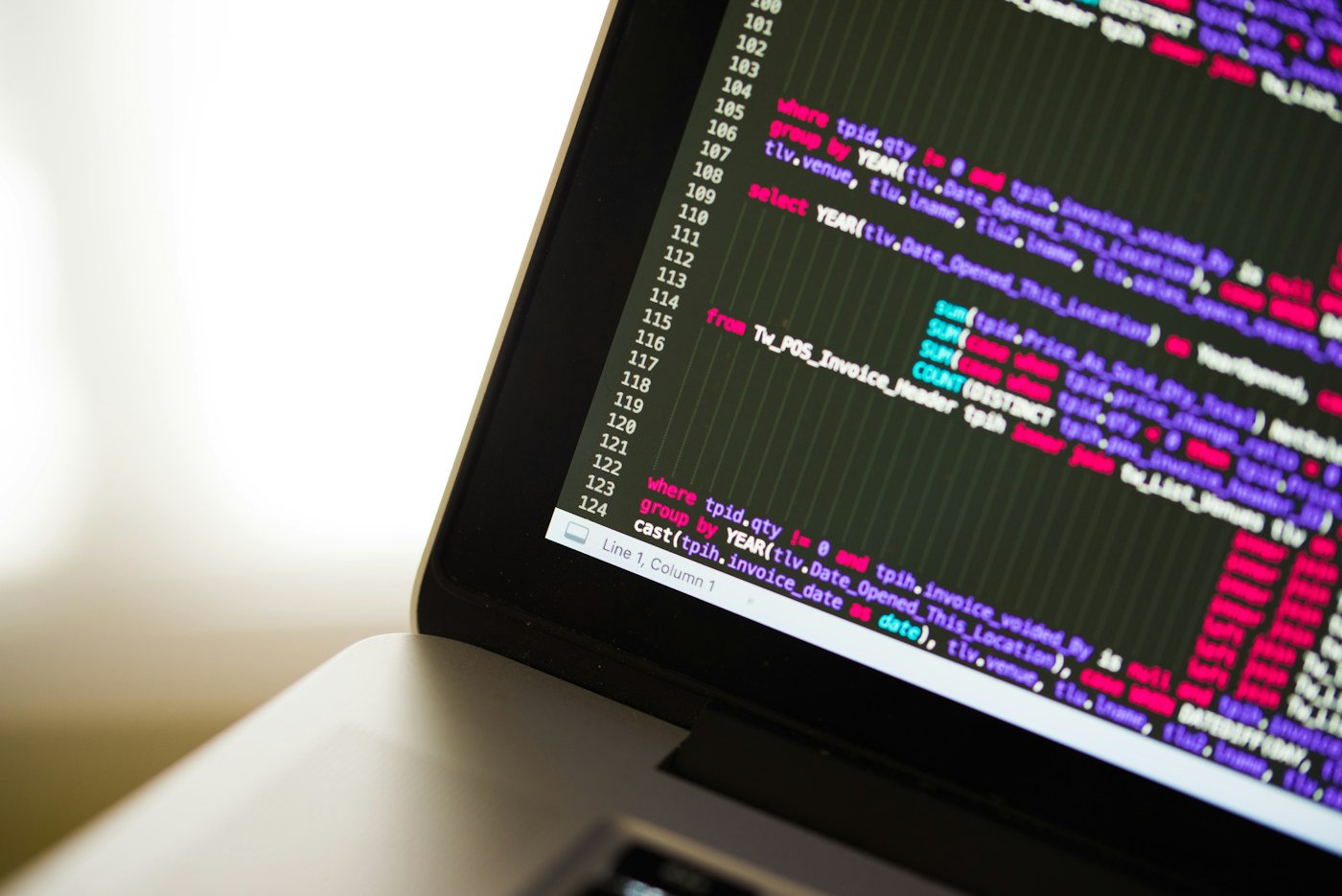 Laptop displaying software source code