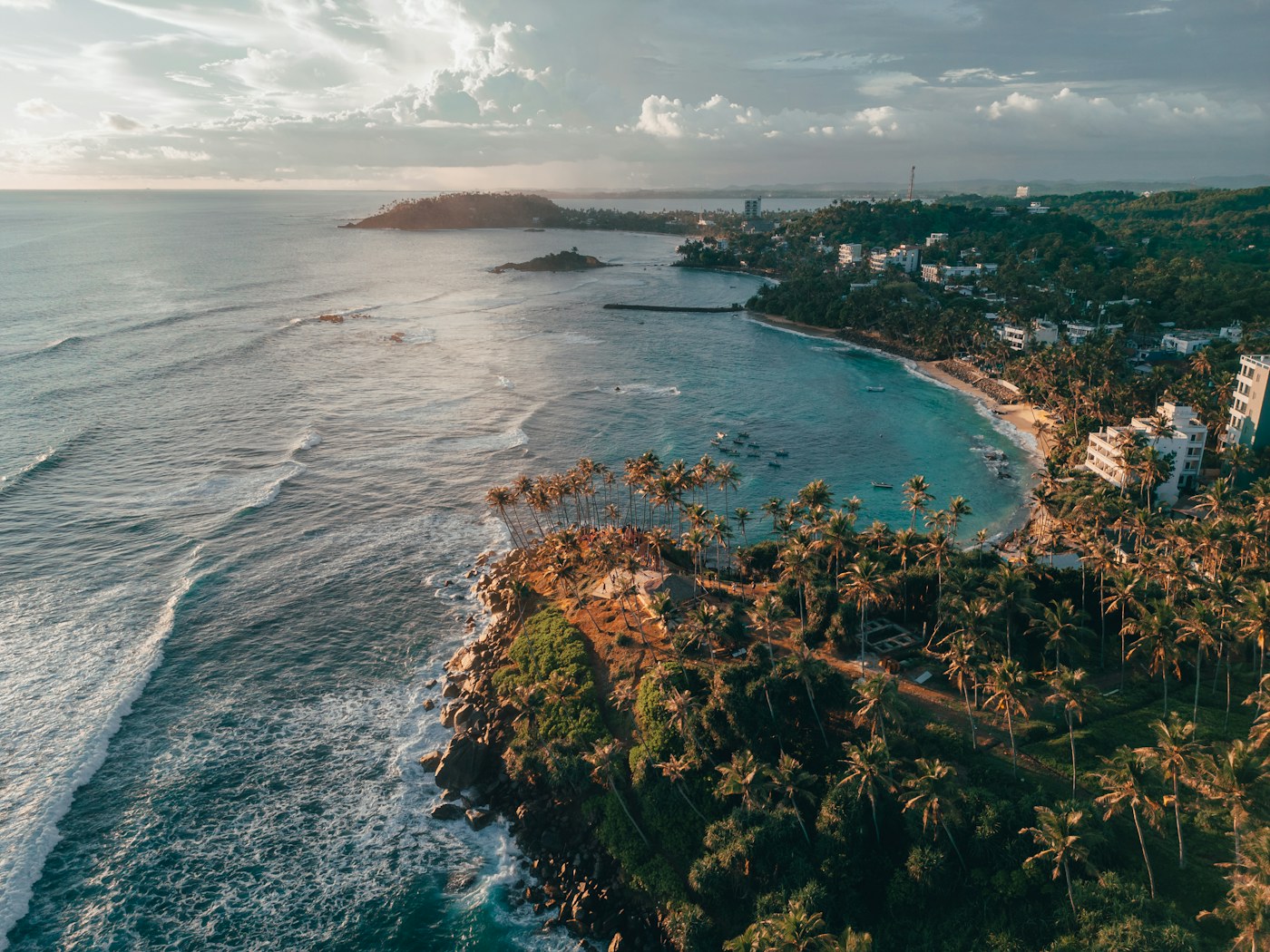 Aerial view of Mirissa Beach in Sri Lanka