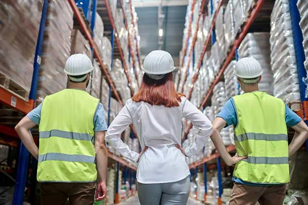 Warehouse personnel beside rows of stored goods, from the Sun Wiprov website